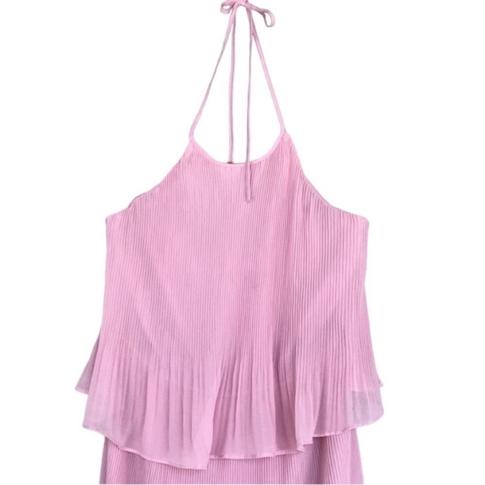 H by Halston Pleated Halter Midi Dress Pink Pearl Backless 10 NWT - Picture 3 of 12